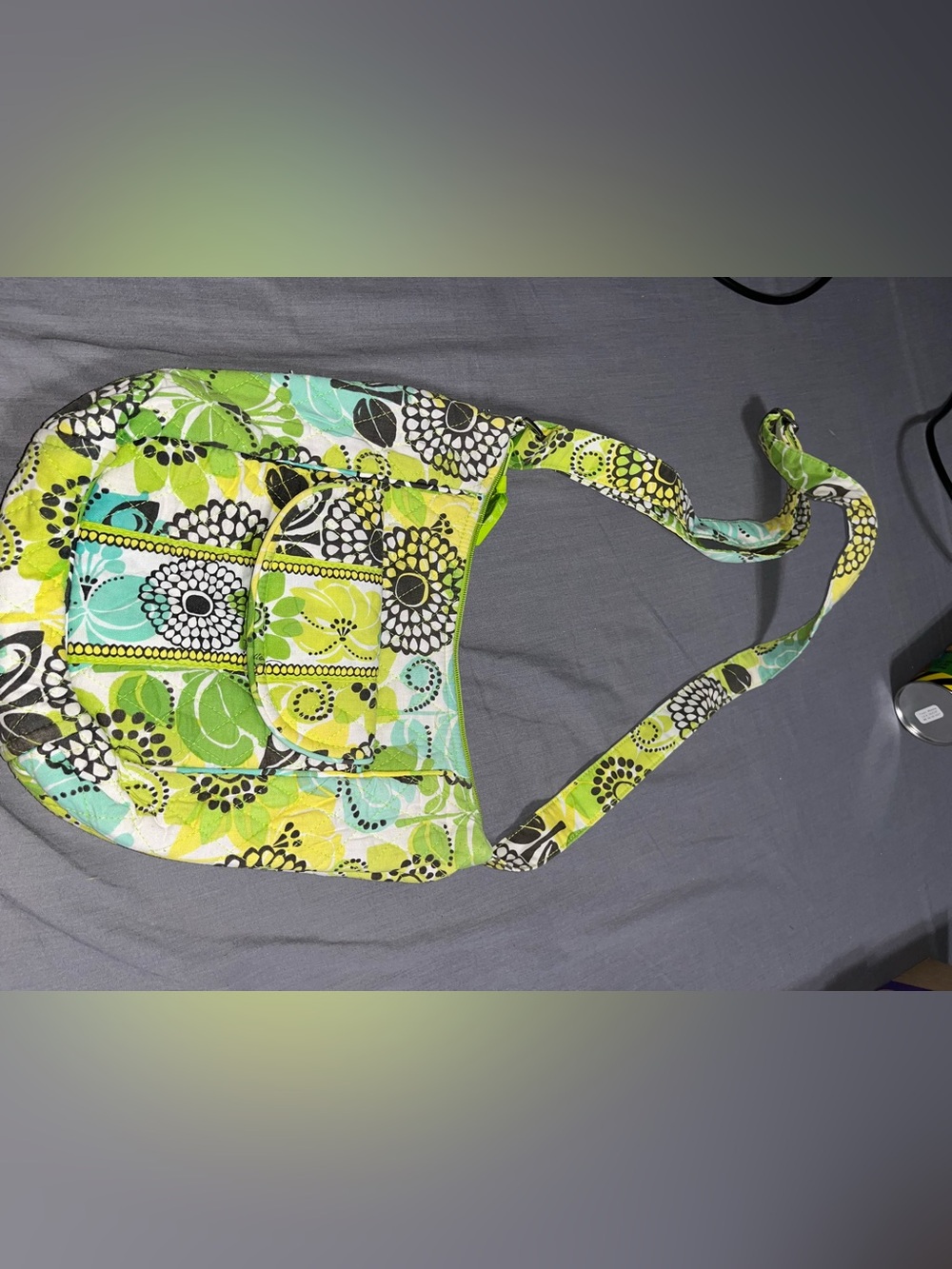 Vera Bradley Floral Quilted Crossbody Bag in Lime Green, Aqua, Black